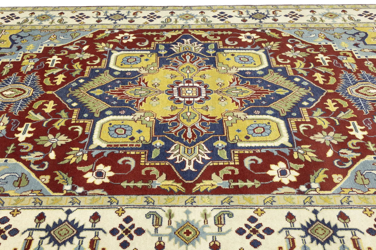 Rusty Red Floral 10X14 Heriz Serapi Oriental Rug - 3