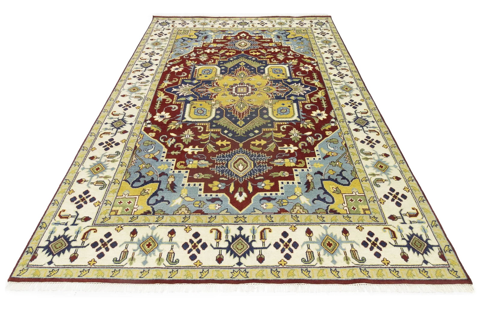 Rusty Red Floral 10X14 Heriz Serapi Oriental Rug - 4