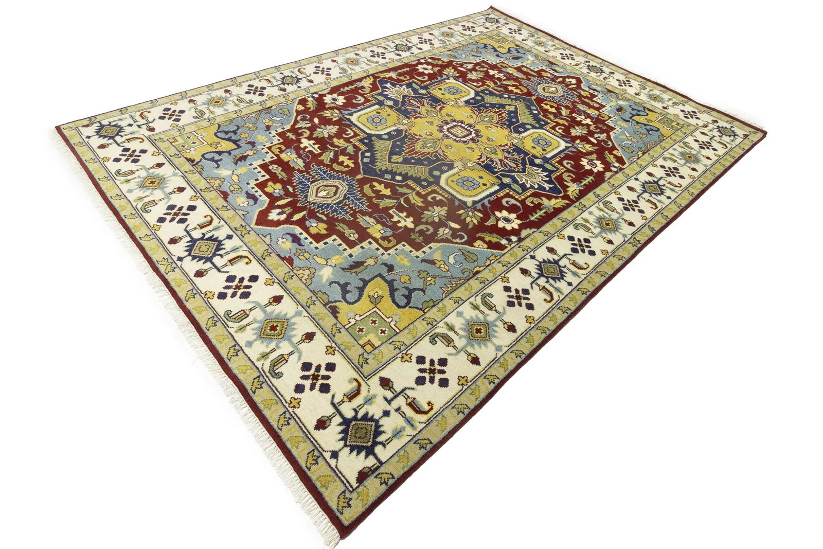 Rusty Red Floral 10X14 Heriz Serapi Oriental Rug - 5