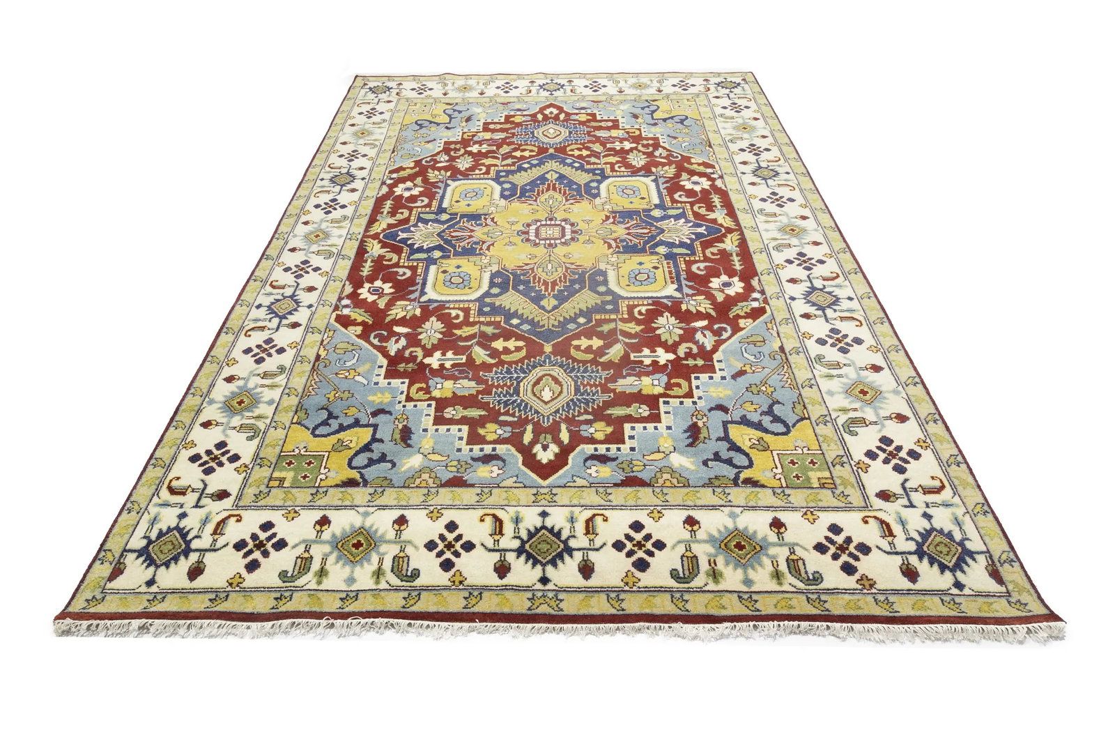 Rusty Red Floral 10X14 Heriz Serapi Oriental Rug - 6