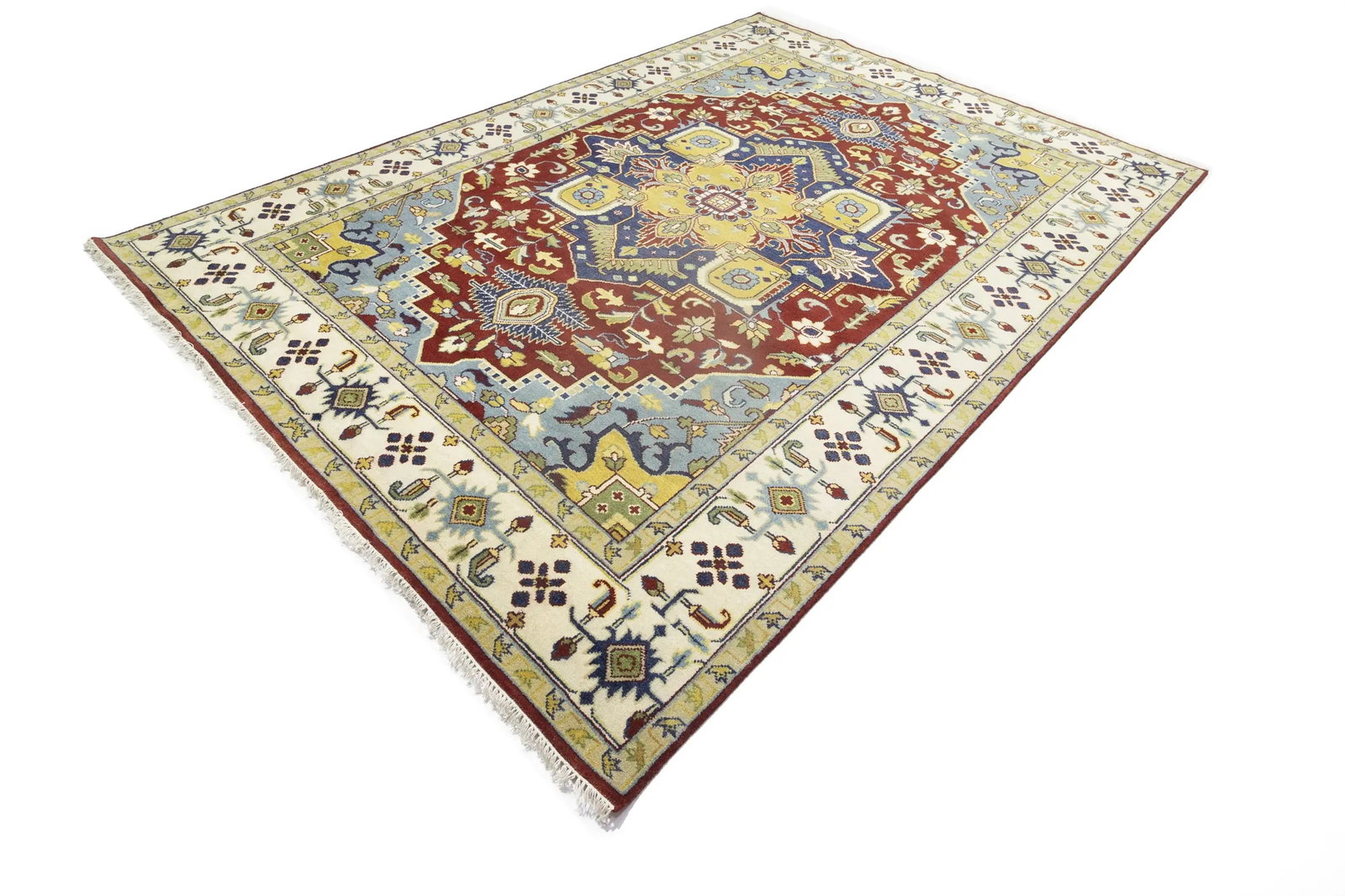 Rusty Red Floral 10X14 Heriz Serapi Oriental Rug - 7