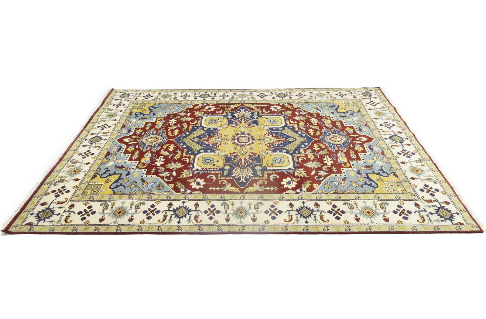 Rusty Red Floral 10X14 Heriz Serapi Oriental Rug - 8