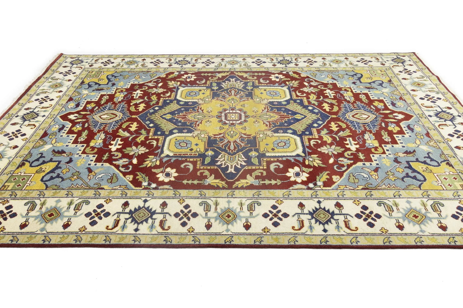 Rusty Red Floral 10X14 Heriz Serapi Oriental Rug - 9