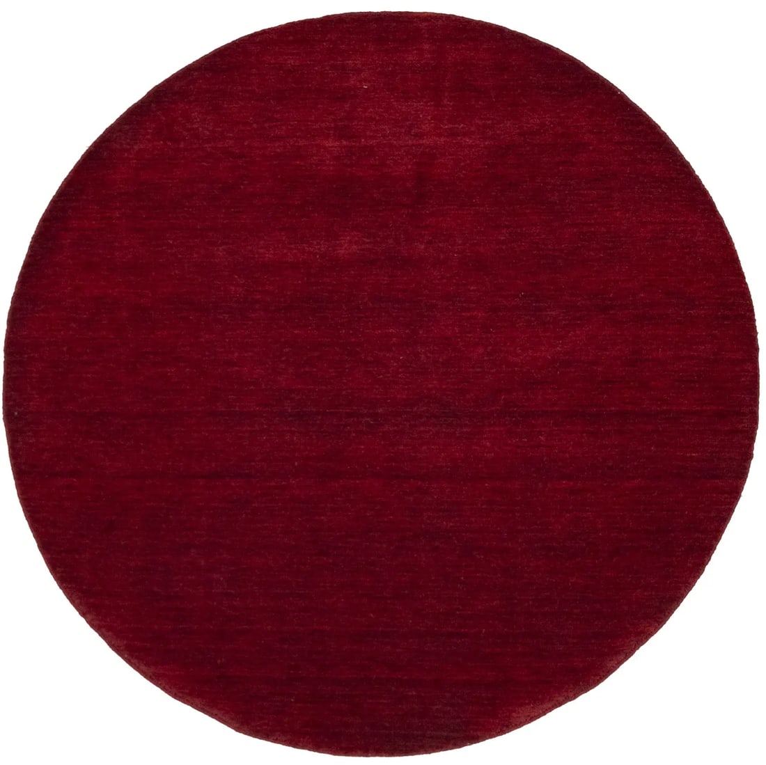 Maroon Red Modern Solid 6X6 Gabbeh Oriental Round Rug: Title: Maroon Red Modern Solid 6X6 Gabbeh Oriental Round Rug Description:This hand-loomed 6X6 Maroon Red Oriental Round rug from India is characterized by a robust modern design and a rich Cherry Red