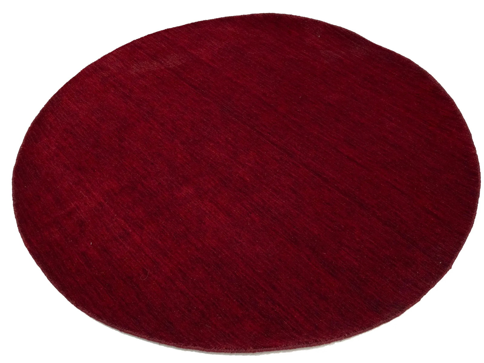Maroon Red Modern Solid 6X6 Gabbeh Oriental Round Rug - 5