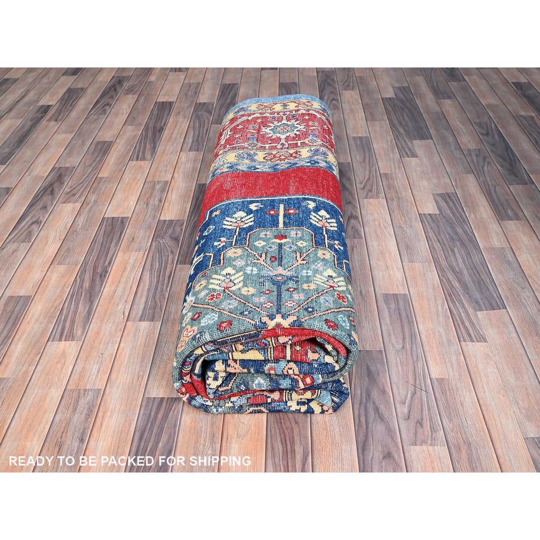 Tomato Red Afghan Heris Seeripe Bakshaish Design 100% Wool Rug - 9