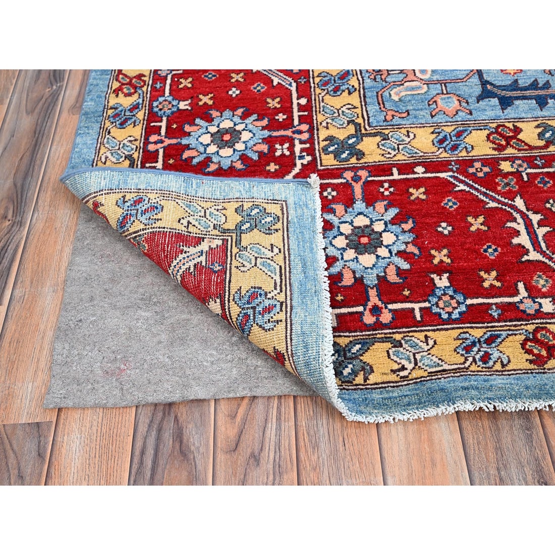 Tomato Red Afghan Heris Seeripe Bakshaish Design 100% Wool Rug - 4