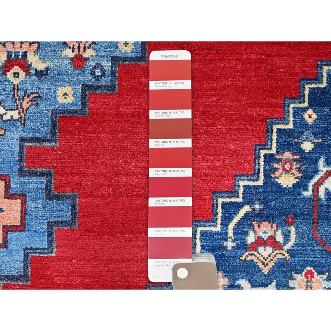 Tomato Red Afghan Heris Seeripe Bakshaish Design 100% Wool Rug - 7