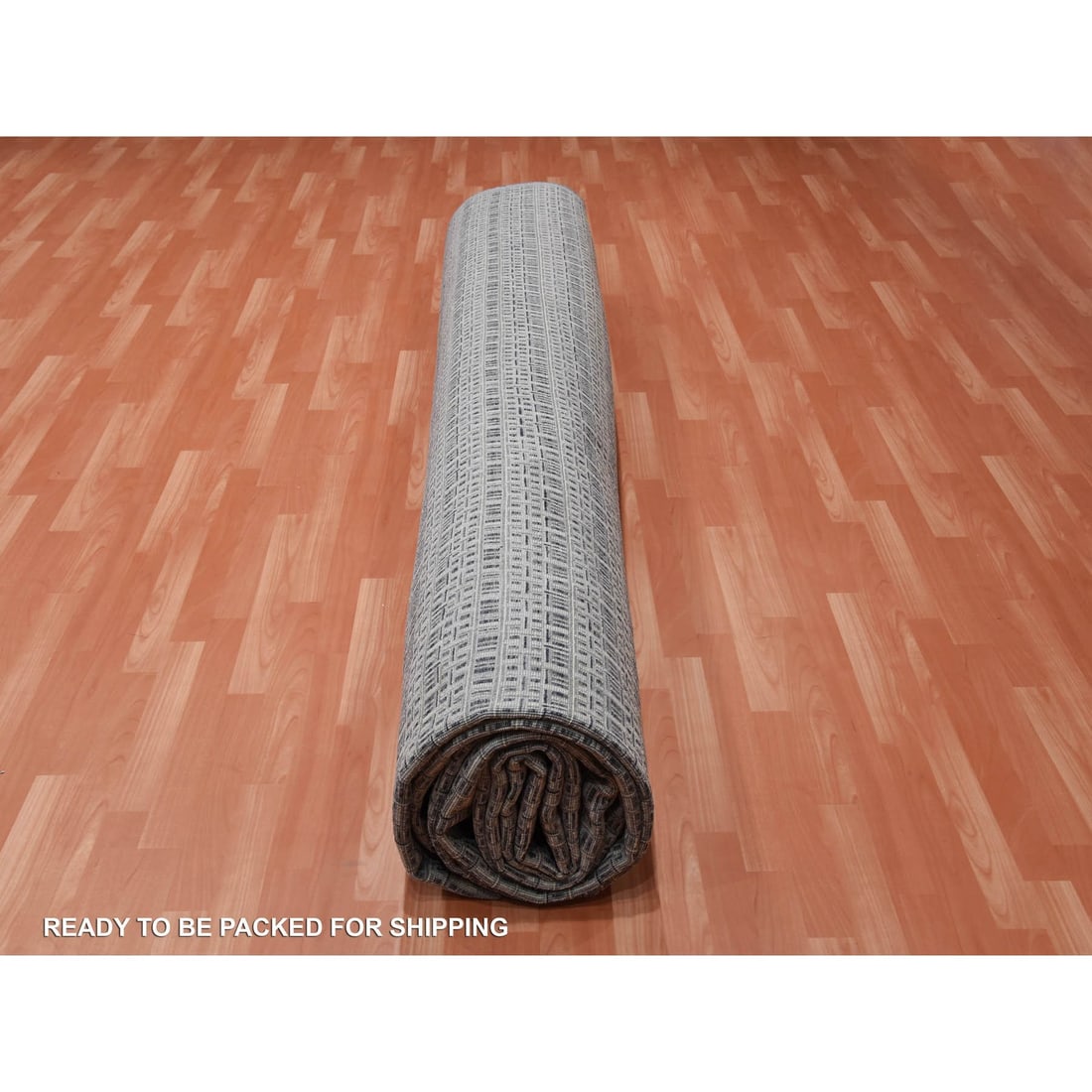 Silver Gray, Silk and Wool Hand Knotted, Modern Design Oversized Rug - 9