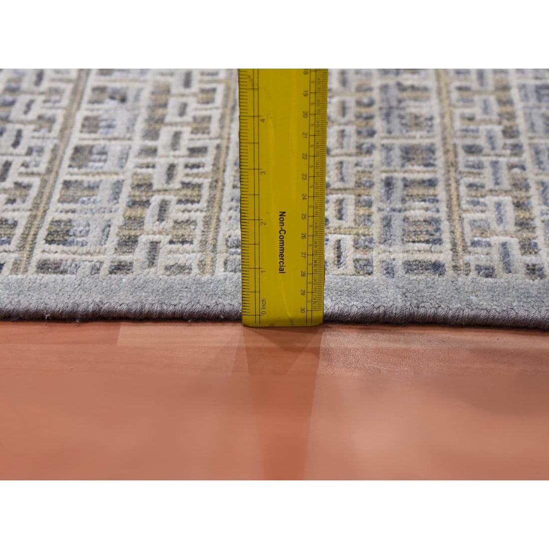 Silver Gray, Silk and Wool Hand Knotted, Modern Design Oversized Rug - 10
