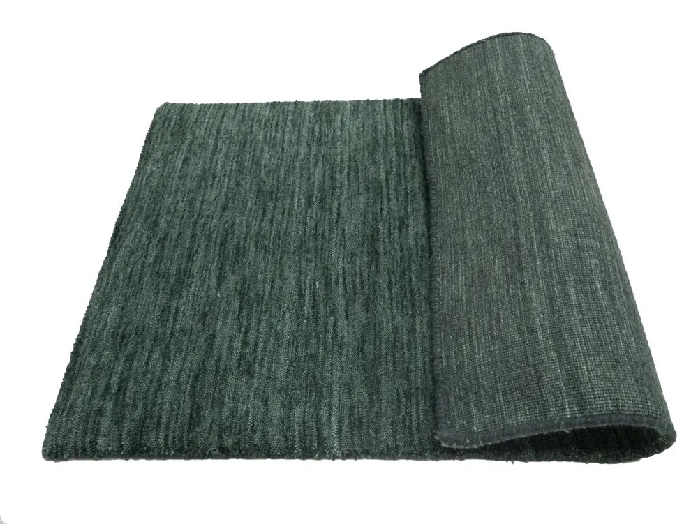 Dark Green Solid Gabbeh Modern Rug in All Size - 11