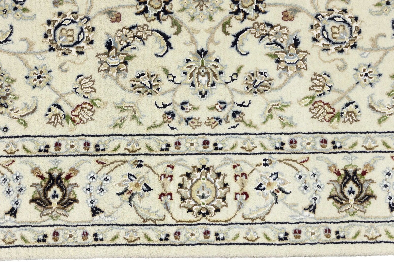Cream Floral 4X4 Indo-Nain Oriental Square Rug - 10