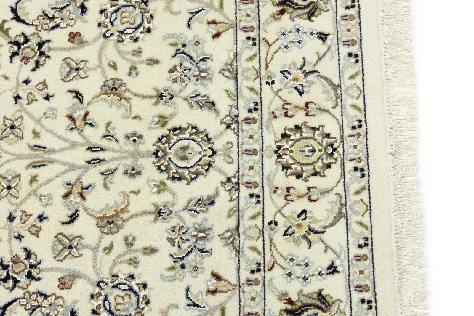 Cream Floral 4X4 Indo-Nain Oriental Square Rug - 11