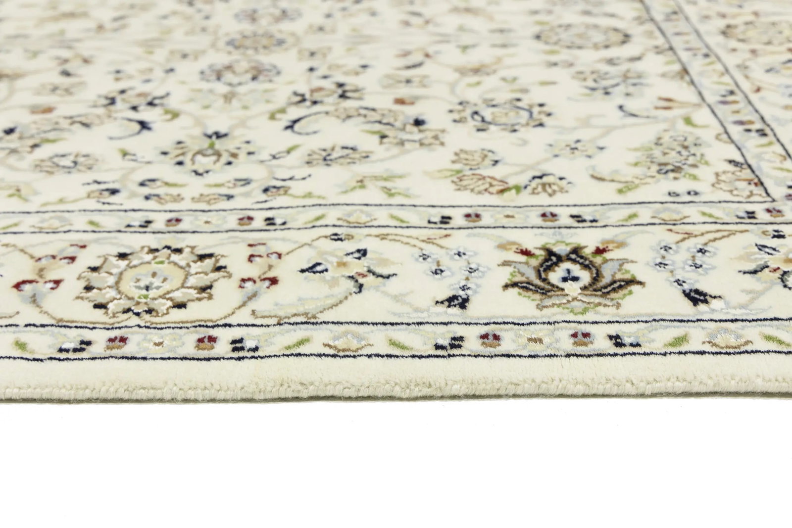 Cream Floral 4X4 Indo-Nain Oriental Square Rug - 12