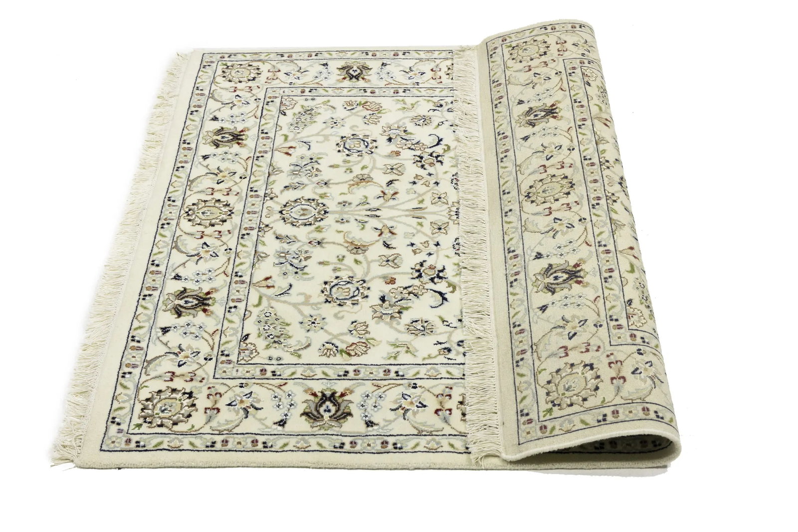 Cream Floral 4X4 Indo-Nain Oriental Square Rug - 13