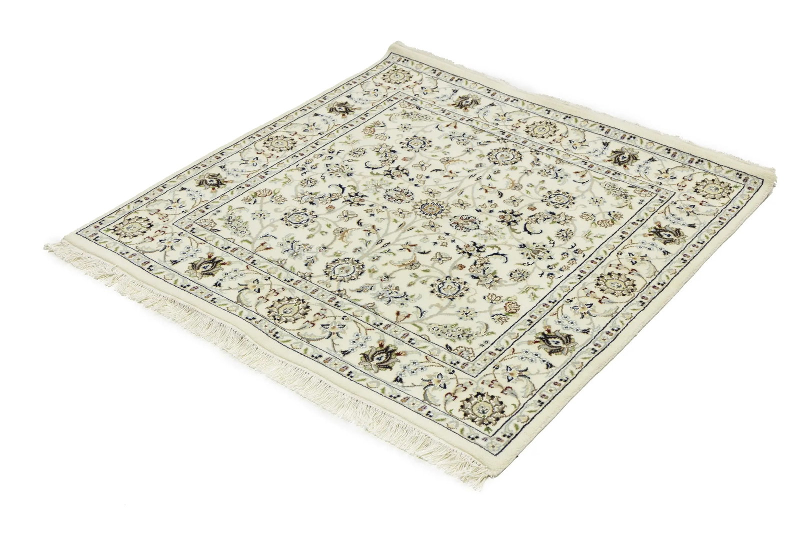 Cream Floral 4X4 Indo-Nain Oriental Square Rug - 4