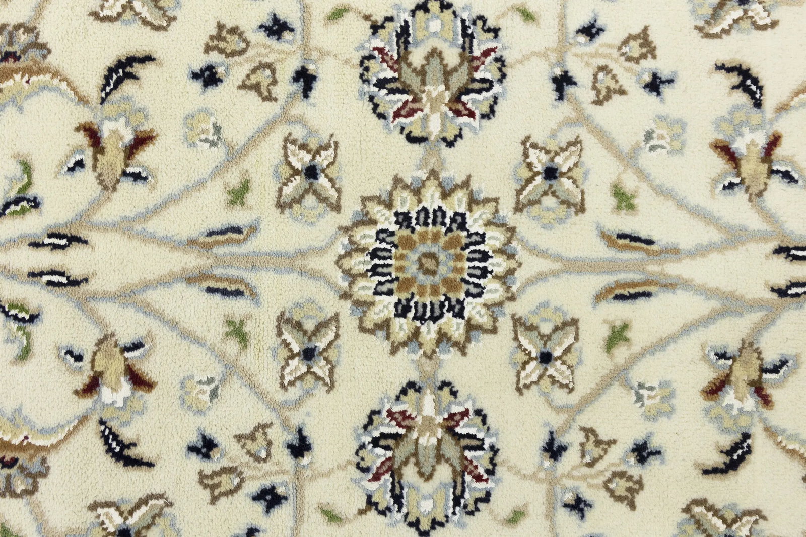 Cream Floral 4X4 Indo-Nain Oriental Square Rug - 9
