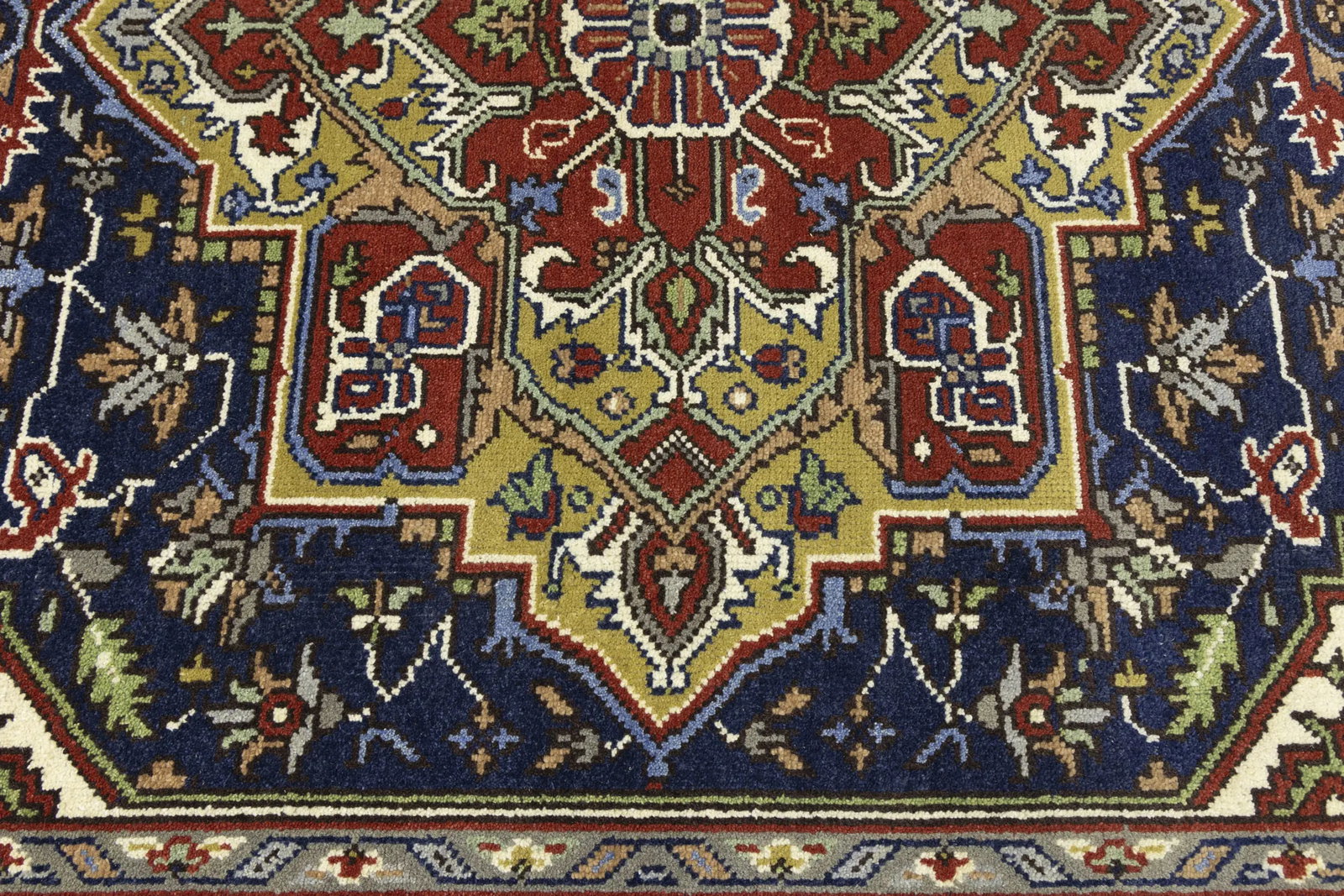 Dark Navy Geometric 8X10 Heriz Serapi Oriental Rug - 11