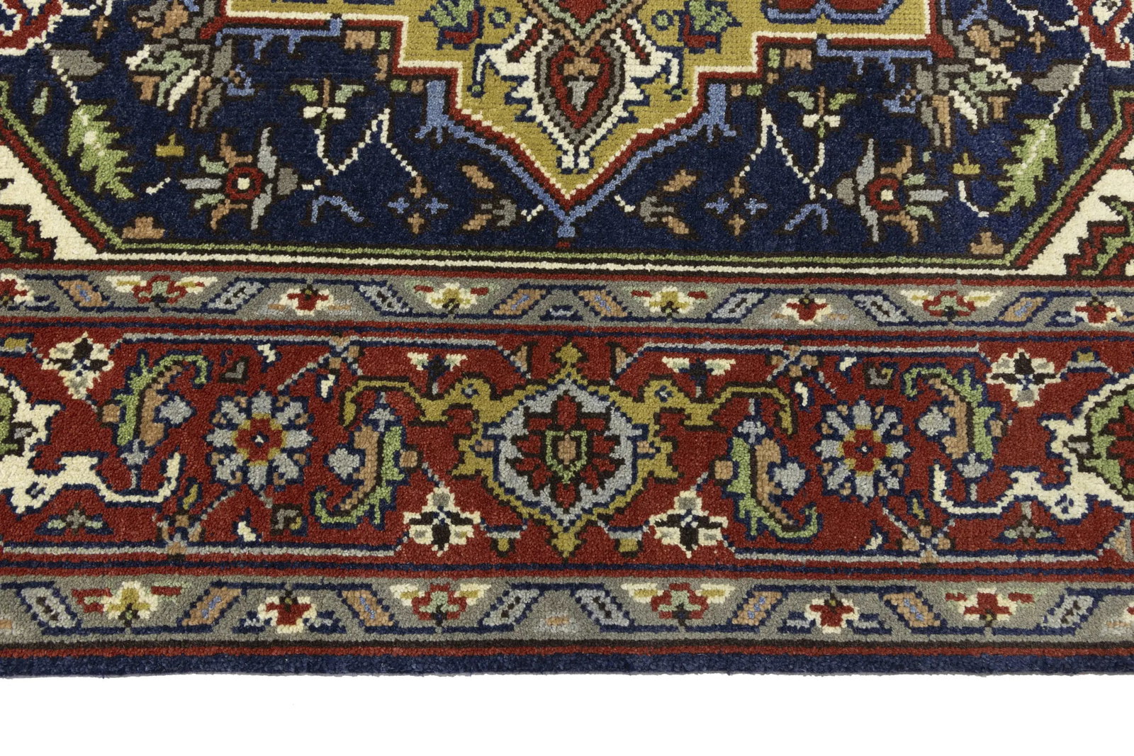 Dark Navy Geometric 8X10 Heriz Serapi Oriental Rug - 12