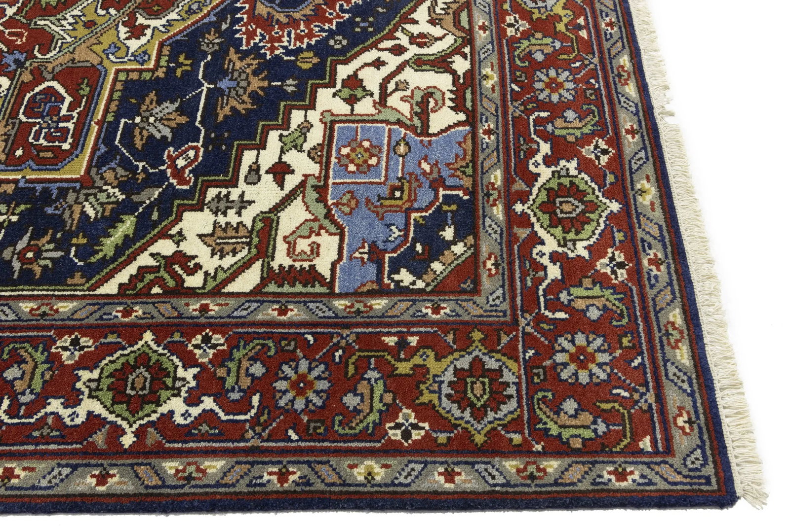 Dark Navy Geometric 8X10 Heriz Serapi Oriental Rug - 13