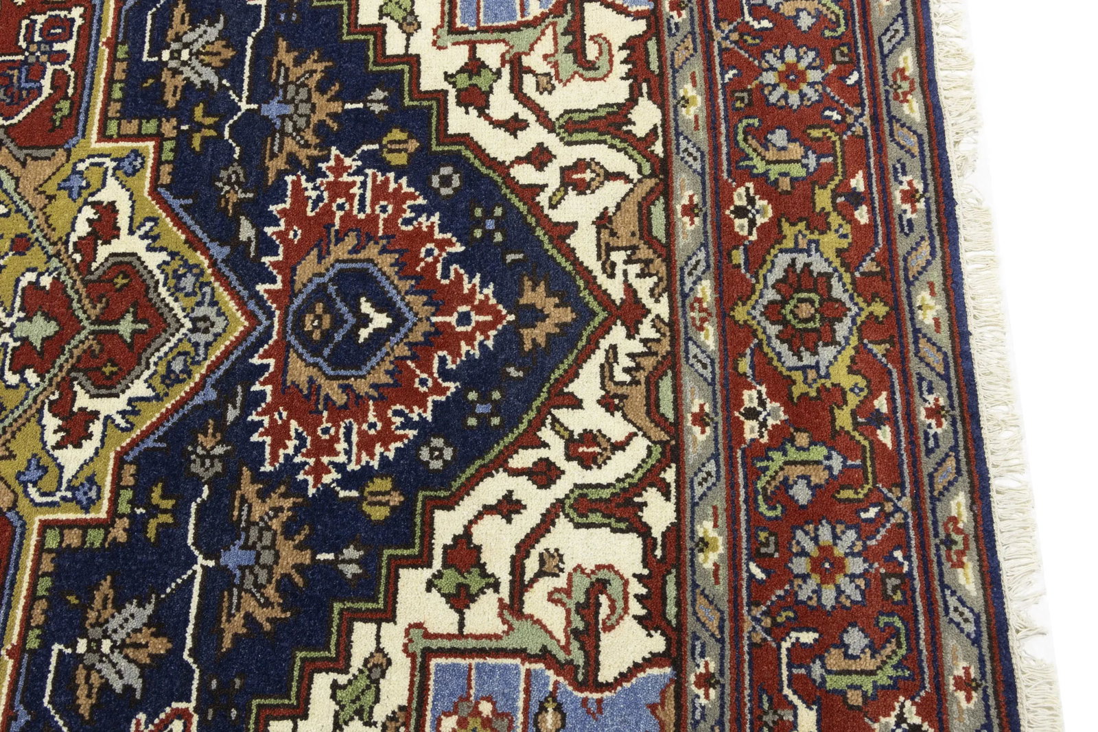 Dark Navy Geometric 8X10 Heriz Serapi Oriental Rug - 14