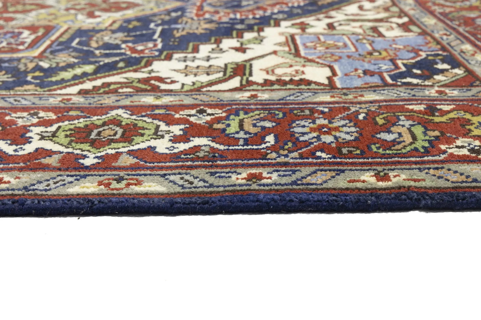Dark Navy Geometric 8X10 Heriz Serapi Oriental Rug - 16