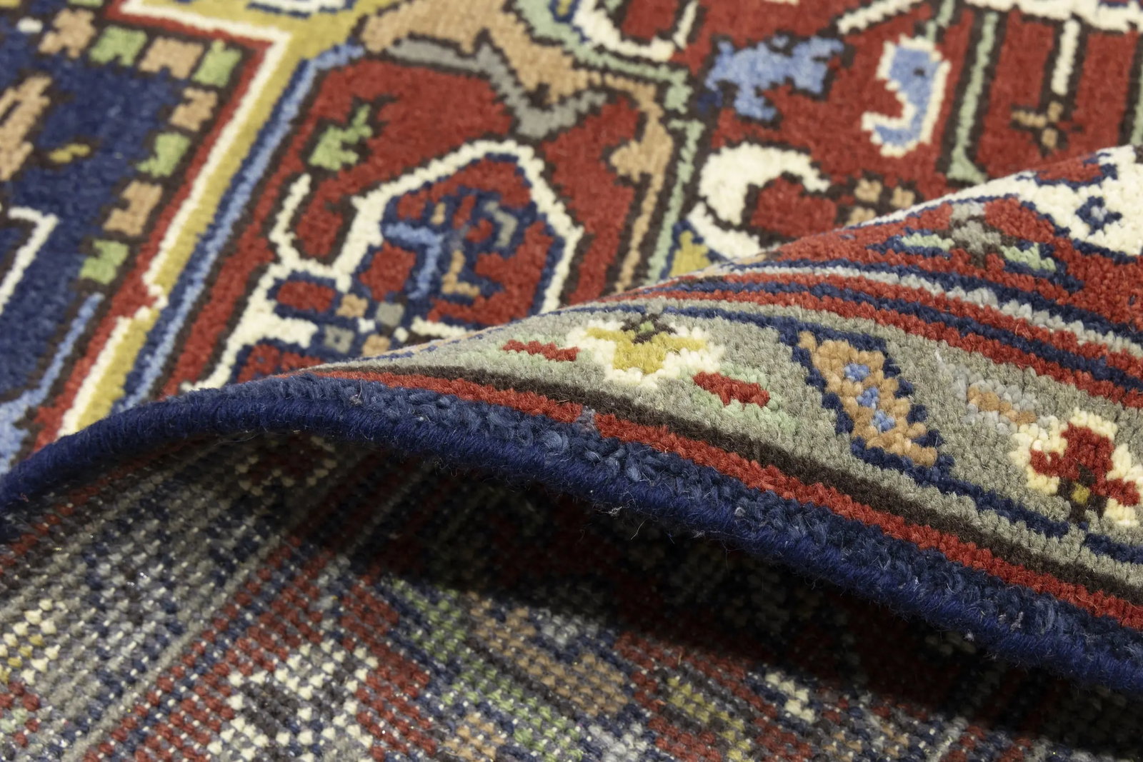 Dark Navy Geometric 8X10 Heriz Serapi Oriental Rug - 18