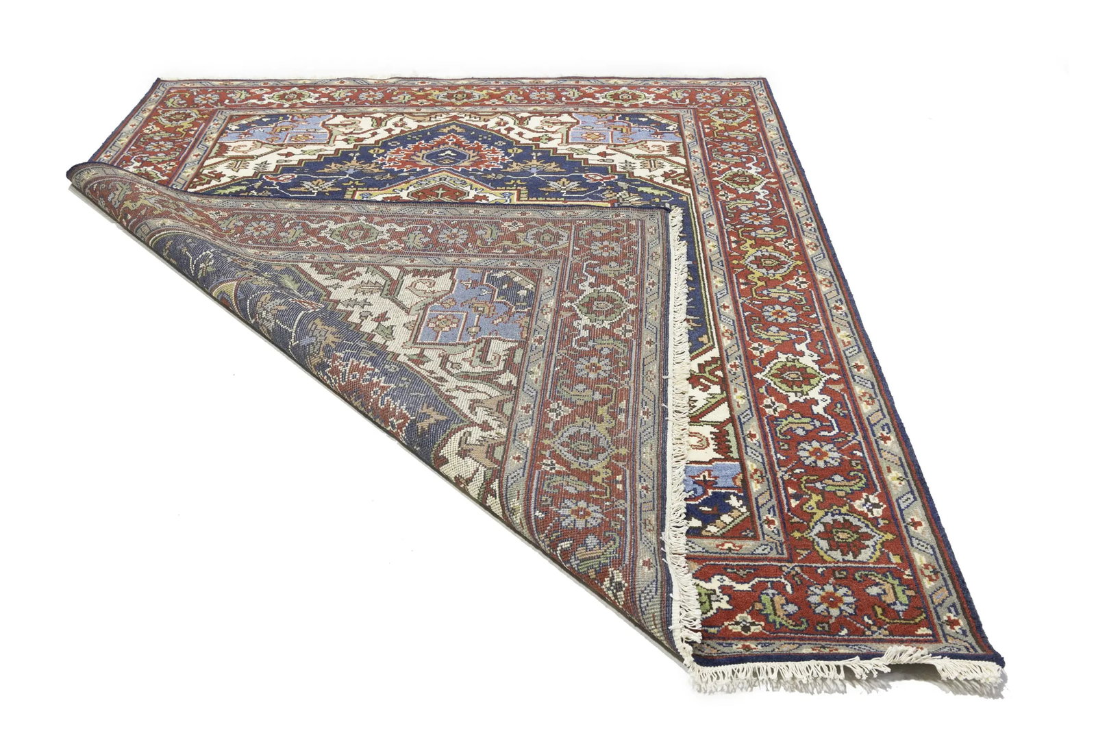 Dark Navy Geometric 8X10 Heriz Serapi Oriental Rug - 19
