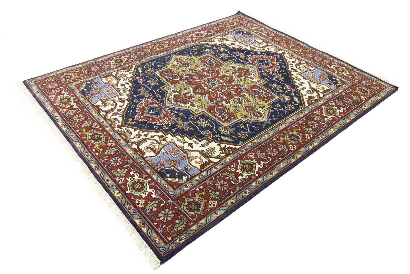 Dark Navy Geometric 8X10 Heriz Serapi Oriental Rug - 4
