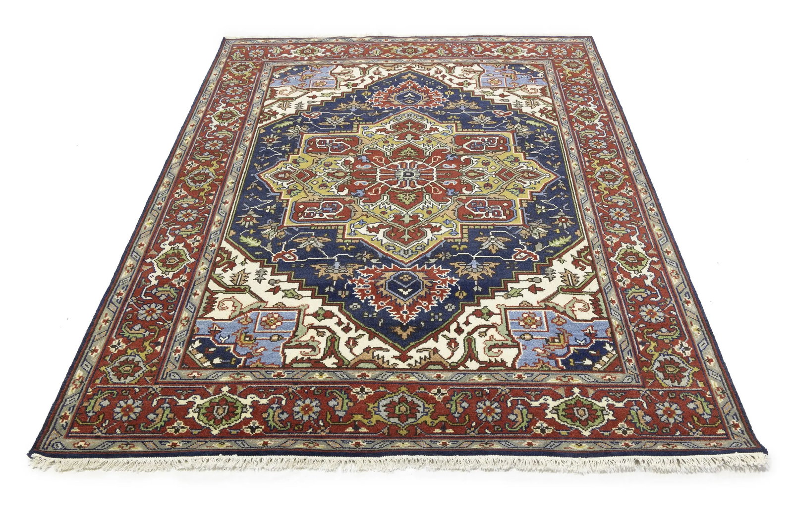 Dark Navy Geometric 8X10 Heriz Serapi Oriental Rug - 5