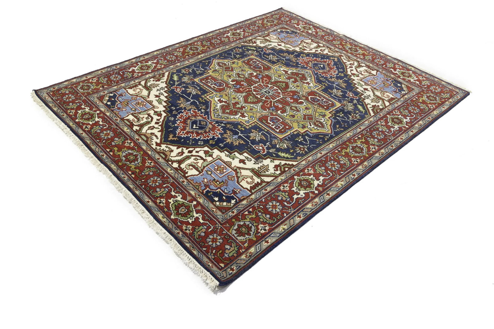 Dark Navy Geometric 8X10 Heriz Serapi Oriental Rug - 6