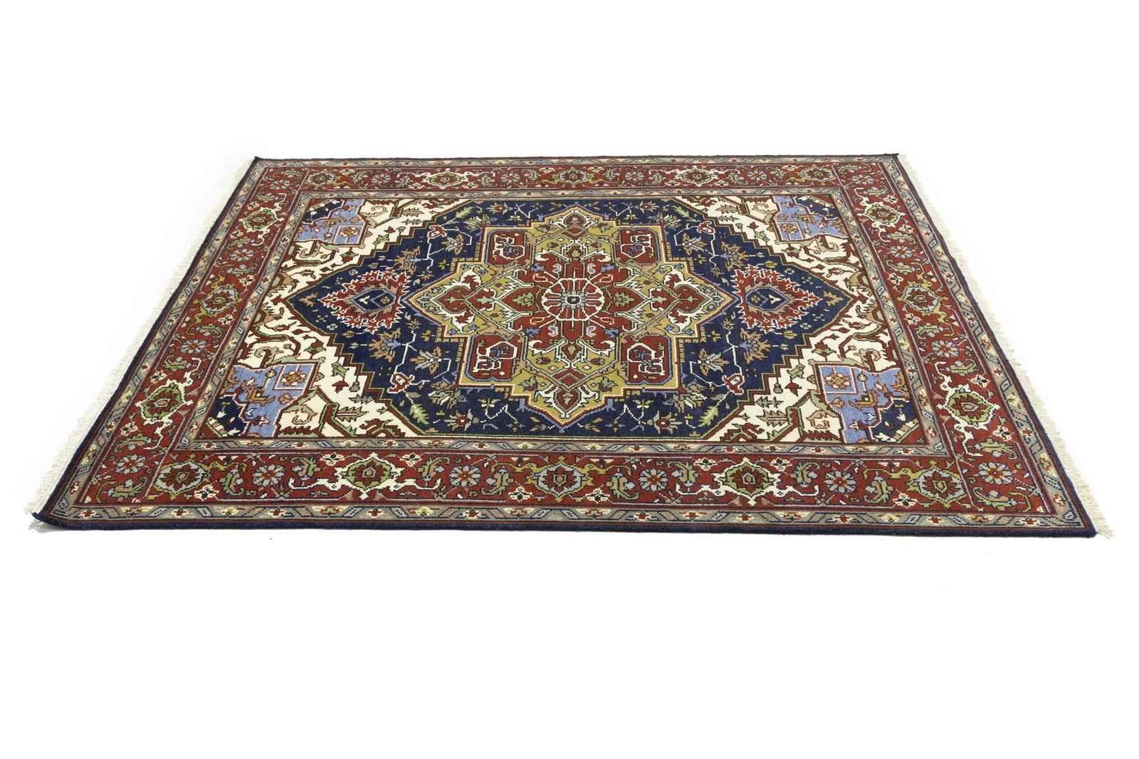 Dark Navy Geometric 8X10 Heriz Serapi Oriental Rug - 7