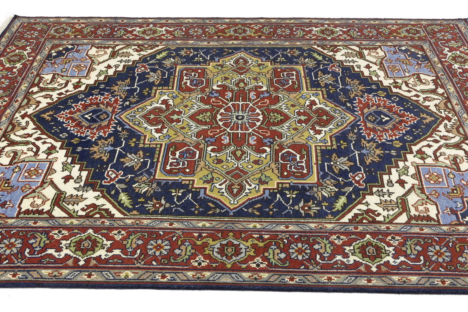 Dark Navy Geometric 8X10 Heriz Serapi Oriental Rug - 8