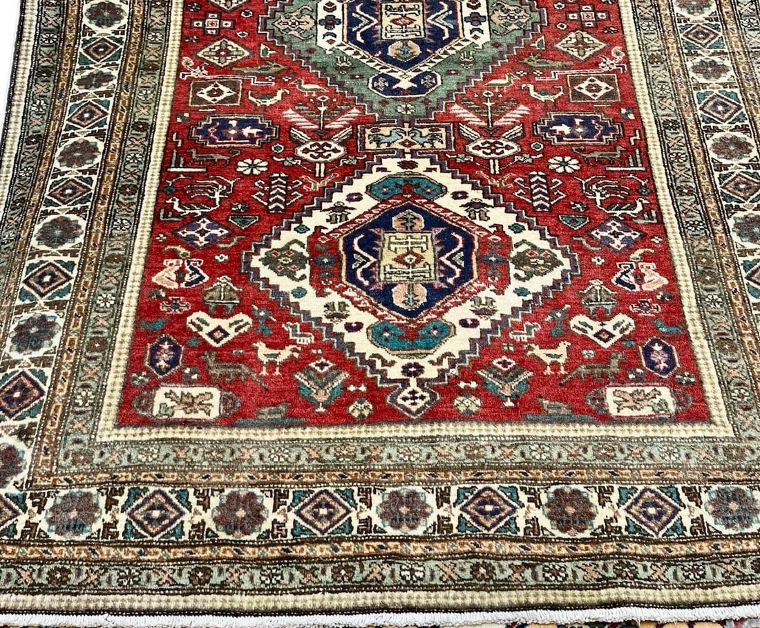 Hand Knotted Persian Wool Rug 4'8"x6'9" Red Tribal Oriental Azerbaijan - 5