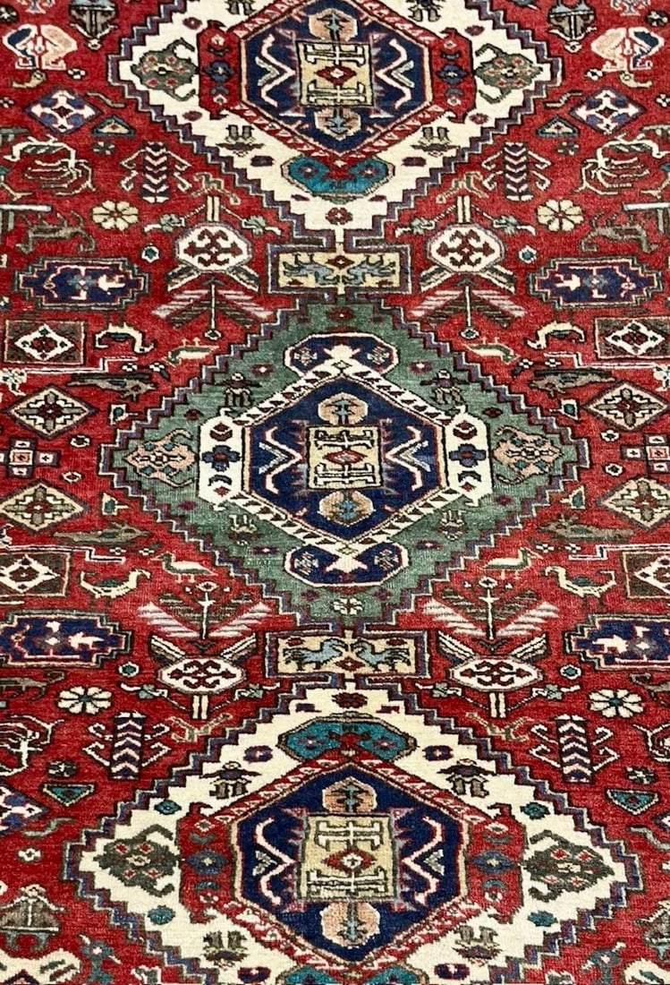 Hand Knotted Persian Wool Rug 4'8"x6'9" Red Tribal Oriental Azerbaijan - 8