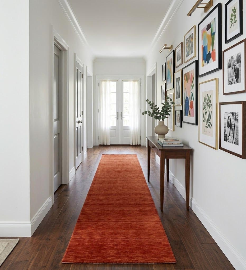 Orange Red Modern Solid 3X10 Gabbeh Oriental Runner Rug - 2