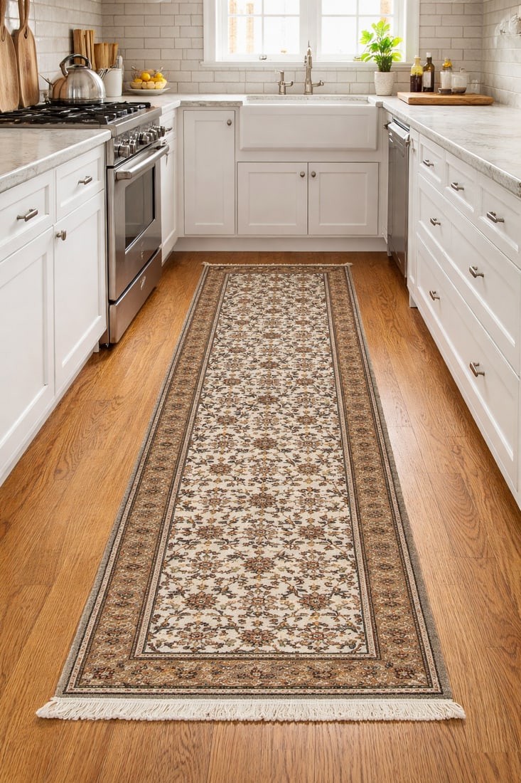 Cream Floral Tribal 2'7X8 Indo-Bidjar Oriental Runner Rug - 2