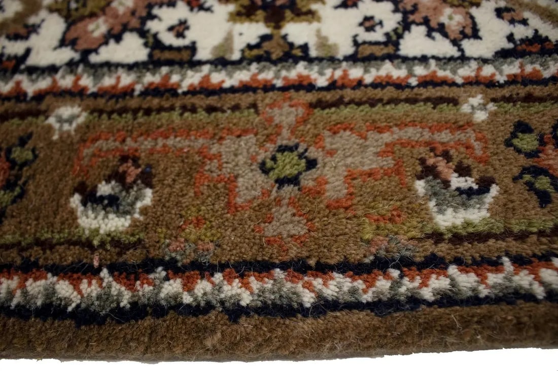 Cream Floral Tribal 2'7X8 Indo-Bidjar Oriental Runner Rug - 8