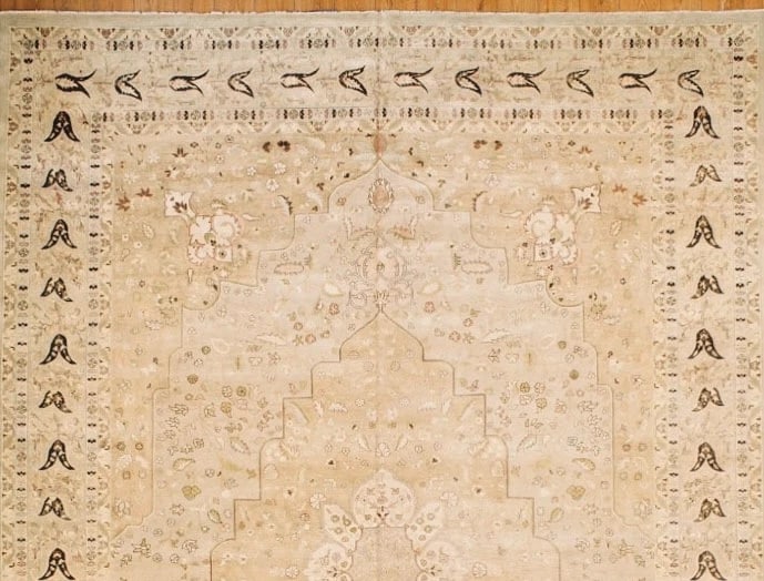 Hand Knotted Indo-Persian Beige Wool Oriental Area Rug Carpet 12'1" x 17'9" - 4