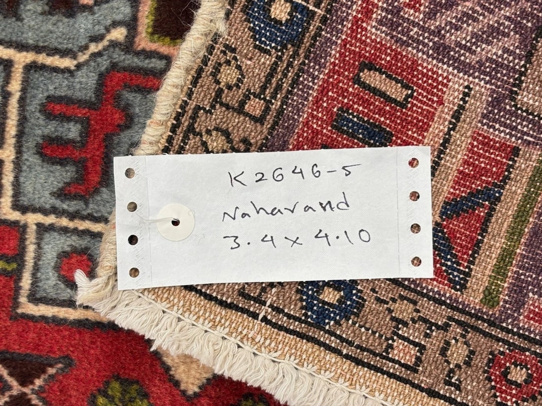 Hand Knotted Persian Nahavand Tribal Wool Rug 3'4" x 4'10" - 7