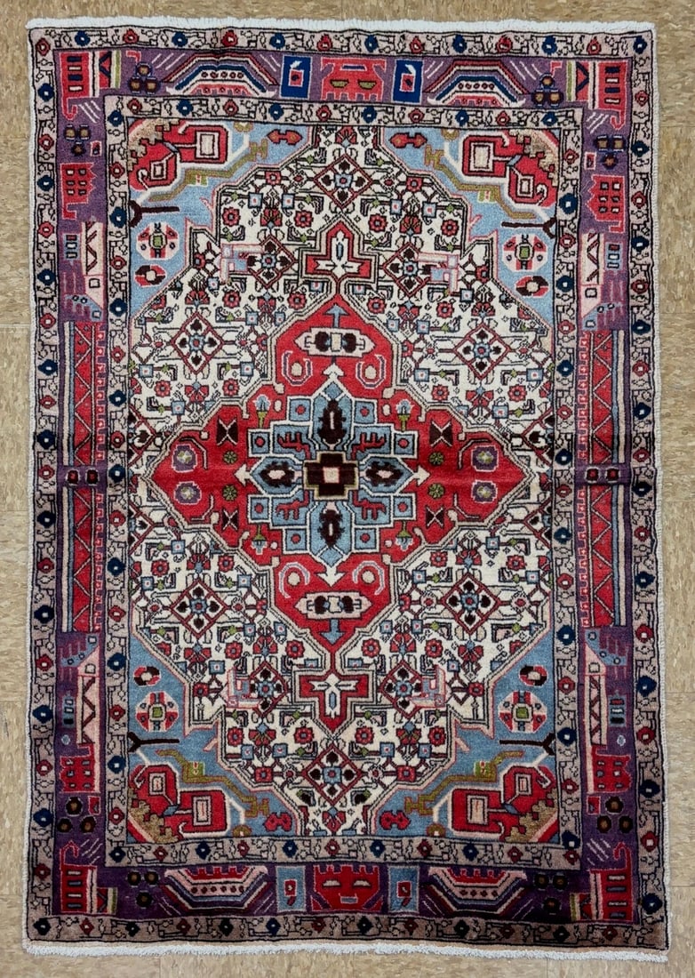 Hand Knotted Persian Nahavand Tribal Wool Rug 3'4" x 4'10" - 8