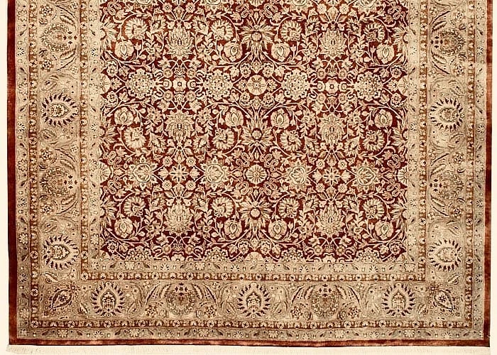Hand Knotted Indo-Tabriz Red Wool Oriental Area Rug Carpet 8'10" x 11'10" - 2