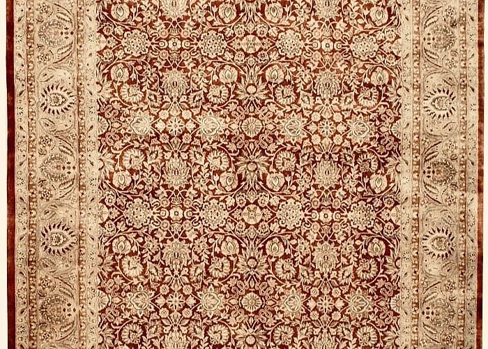 Hand Knotted Indo-Tabriz Red Wool Oriental Area Rug Carpet 8'10" x 11'10" - 3