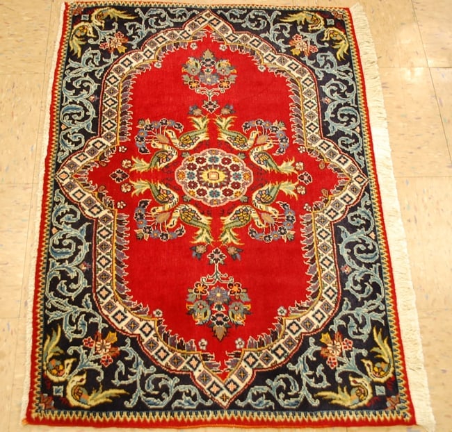 Persian KASHAN RUG,2'4" x 3'4" - 7