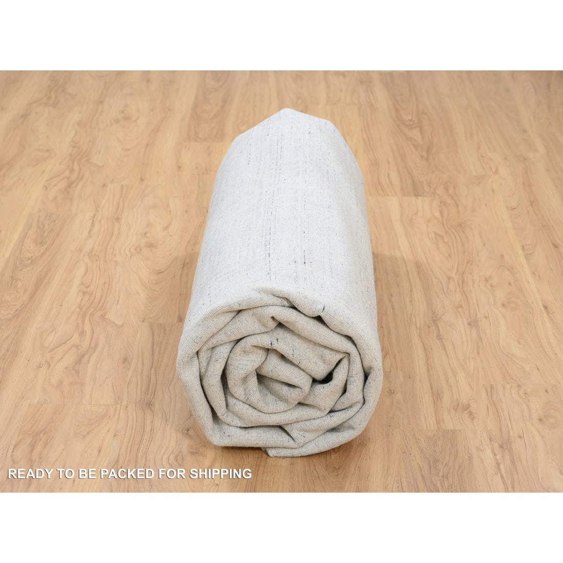 Gray, Jacquard Hand Loomed, Wool And Plant Based Silk, Square Rug - 9