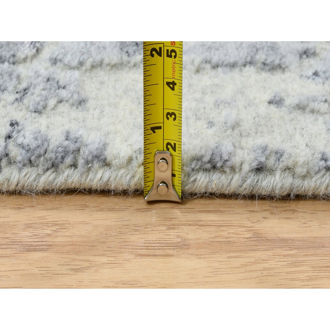Gray, Jacquard Hand Loomed, Wool And Plant Based Silk, Square Rug - 10