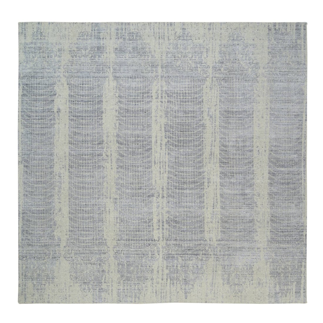 Gray, Jacquard Hand Loomed, Wool And Plant Based Silk, Square Rug (1 of 11)
