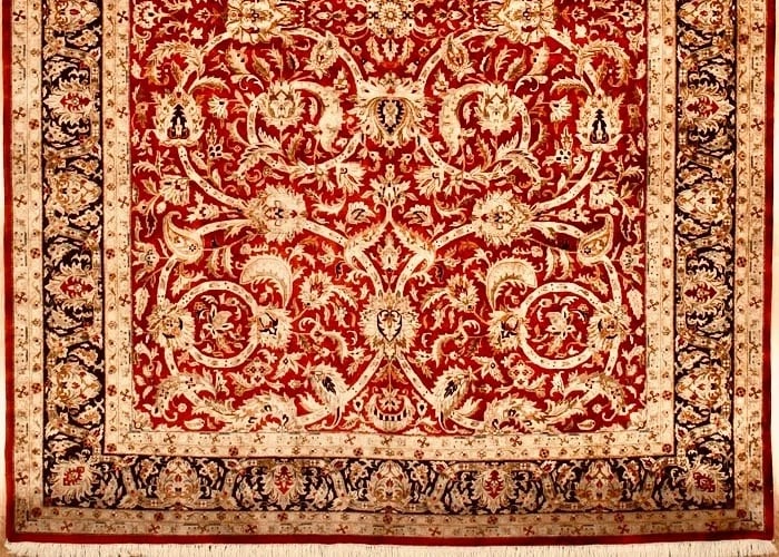 Hand Knotted Indo-Tabriz Red Wool Oriental Area Rug Carpet 9'11" x 13'11" - 2