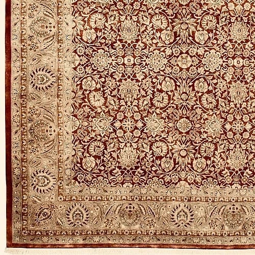 Hand Knotted Indo-Tabriz Red Wool Oriental Area Rug Carpet 8'10" x 11'10" - 5