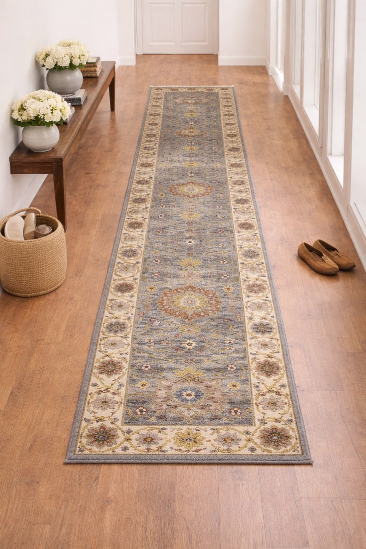 Blue-gray Floral Osh Chobi 2'5X12 Peshawar Oriental Runner Rug - 2